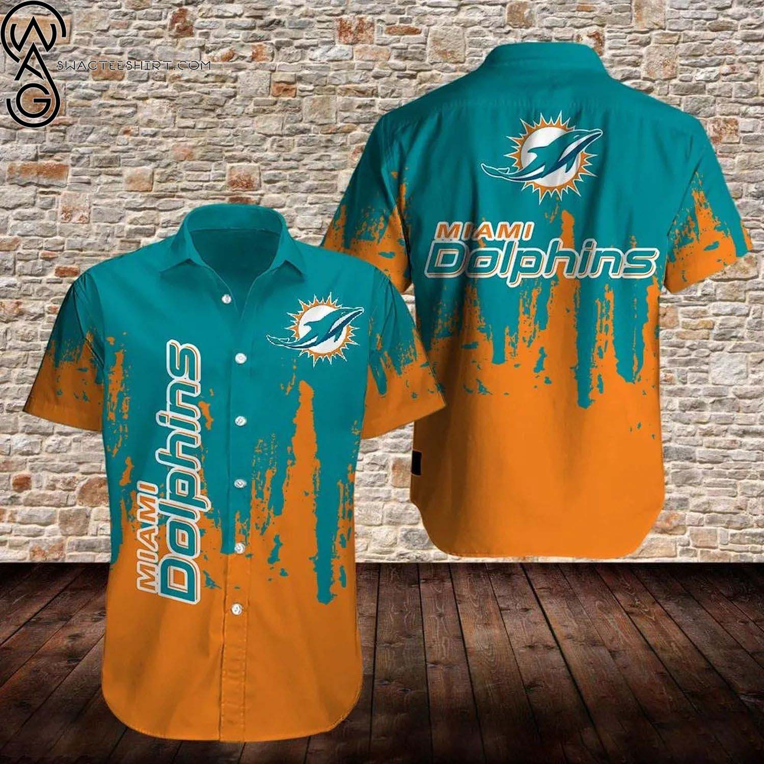 Miami Dolphins Flag American Distressed Summer Aloha Hawaiian Shirt