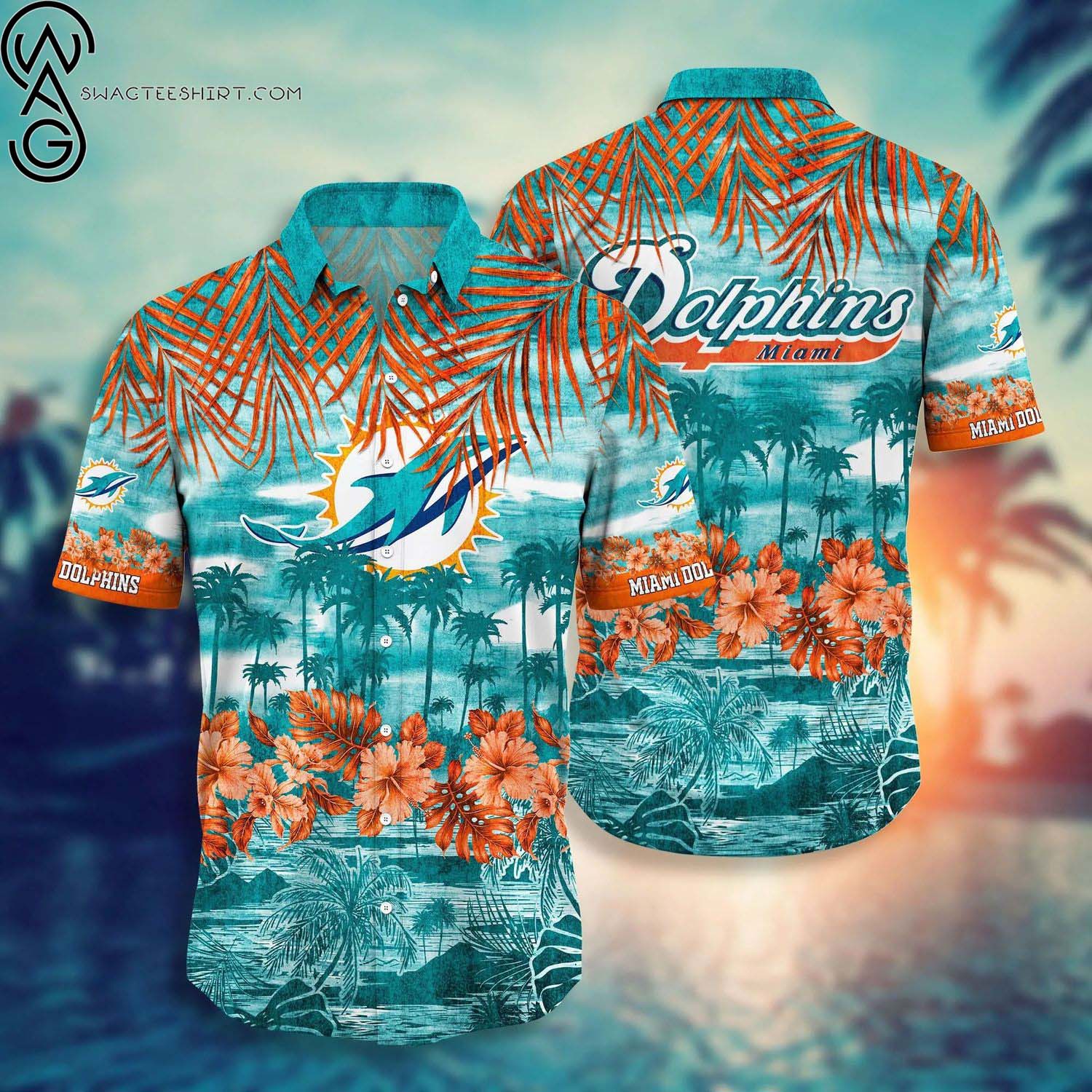 Miami Dolphins Flower And Surfboard Summer Aloha Hawaiian Shirt