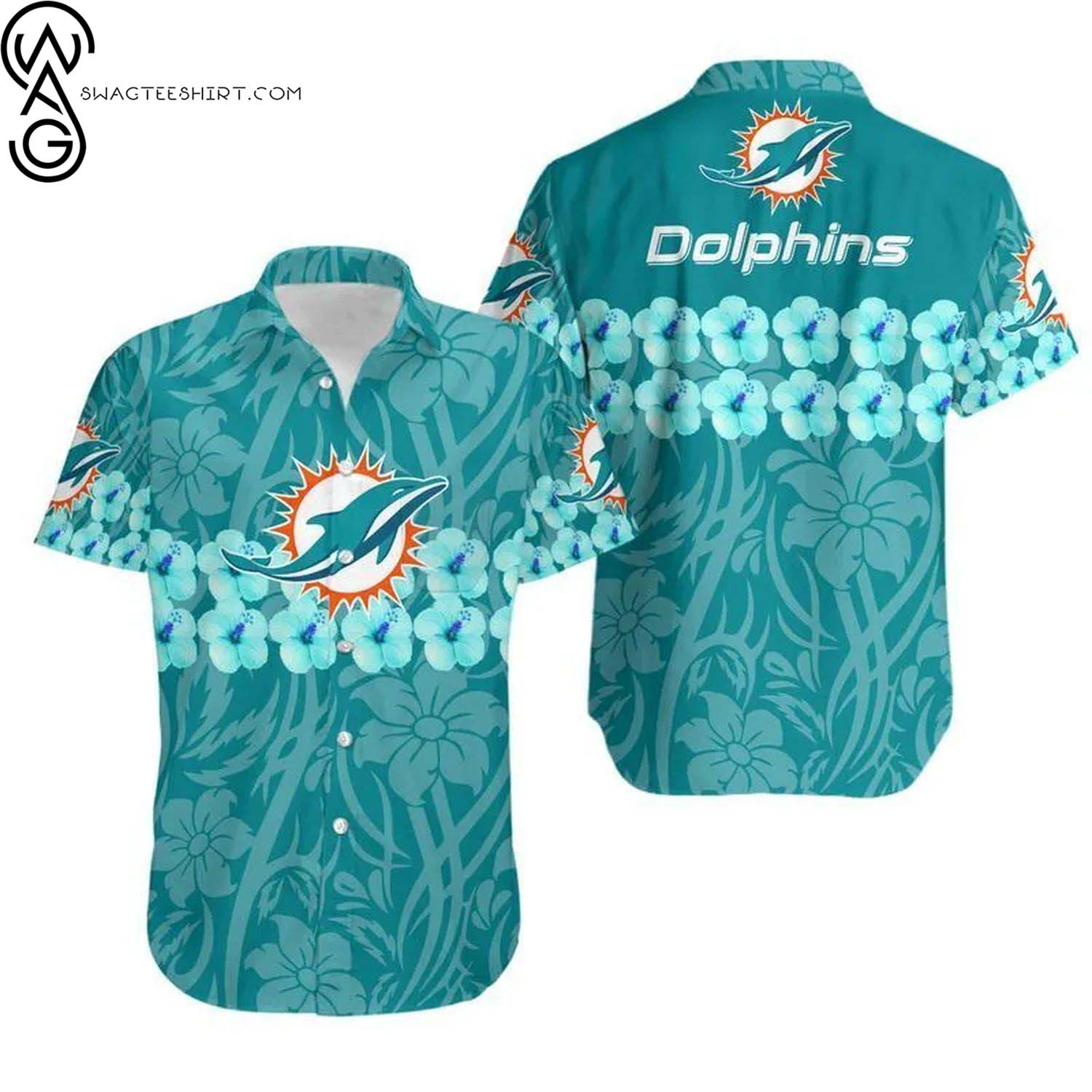 Miami Dolphins Floral Tropical Summer Aloha Hawaiian Shirt