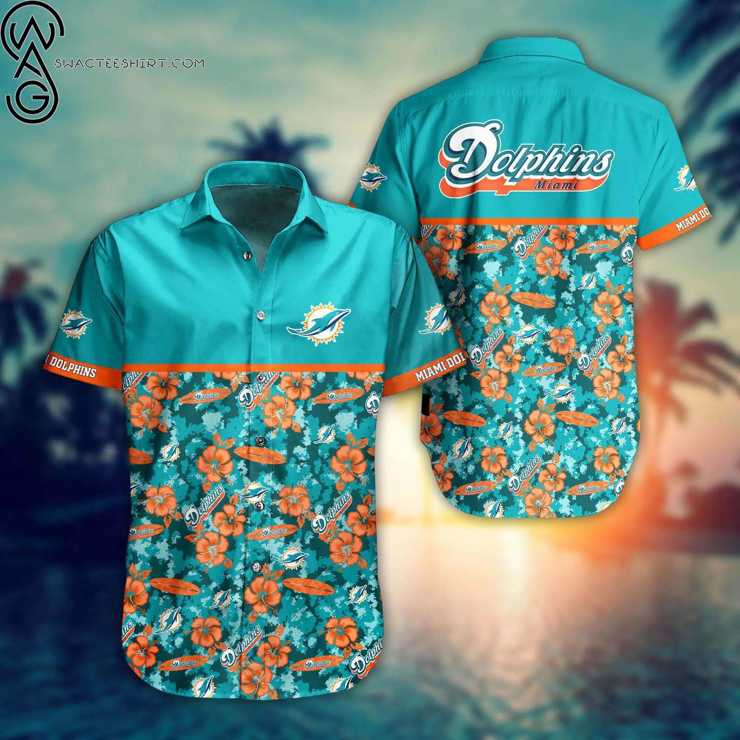 Miami Dolphins Floral Tropical Summer Aloha Hawaiian Shirt