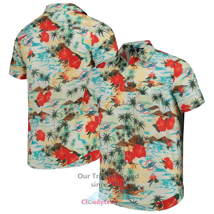 Miami Dolphins FOCO Thematic Aqua Hawaiian Shirt