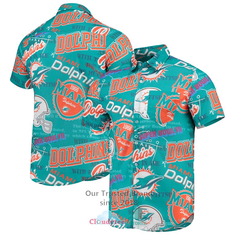 Miami Dolphins FOCO Paradise Floral Cream Hawaiian Shirt