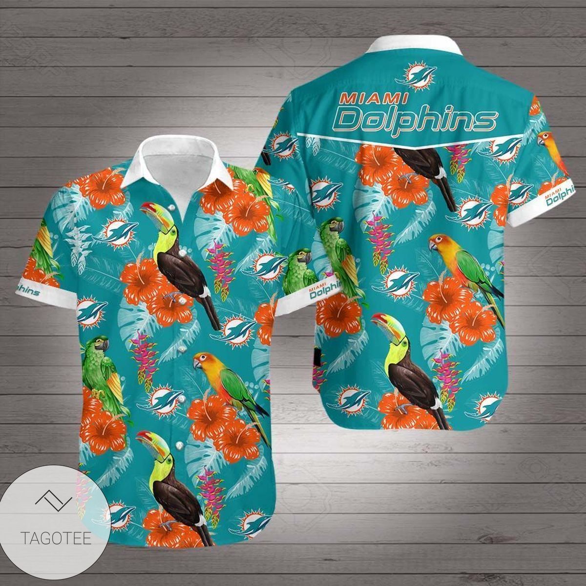 Miami Dolphins Hawaiian 3d Shirt Print Full Tropical Flower Short Sleeve Slim Fit Body-nfl