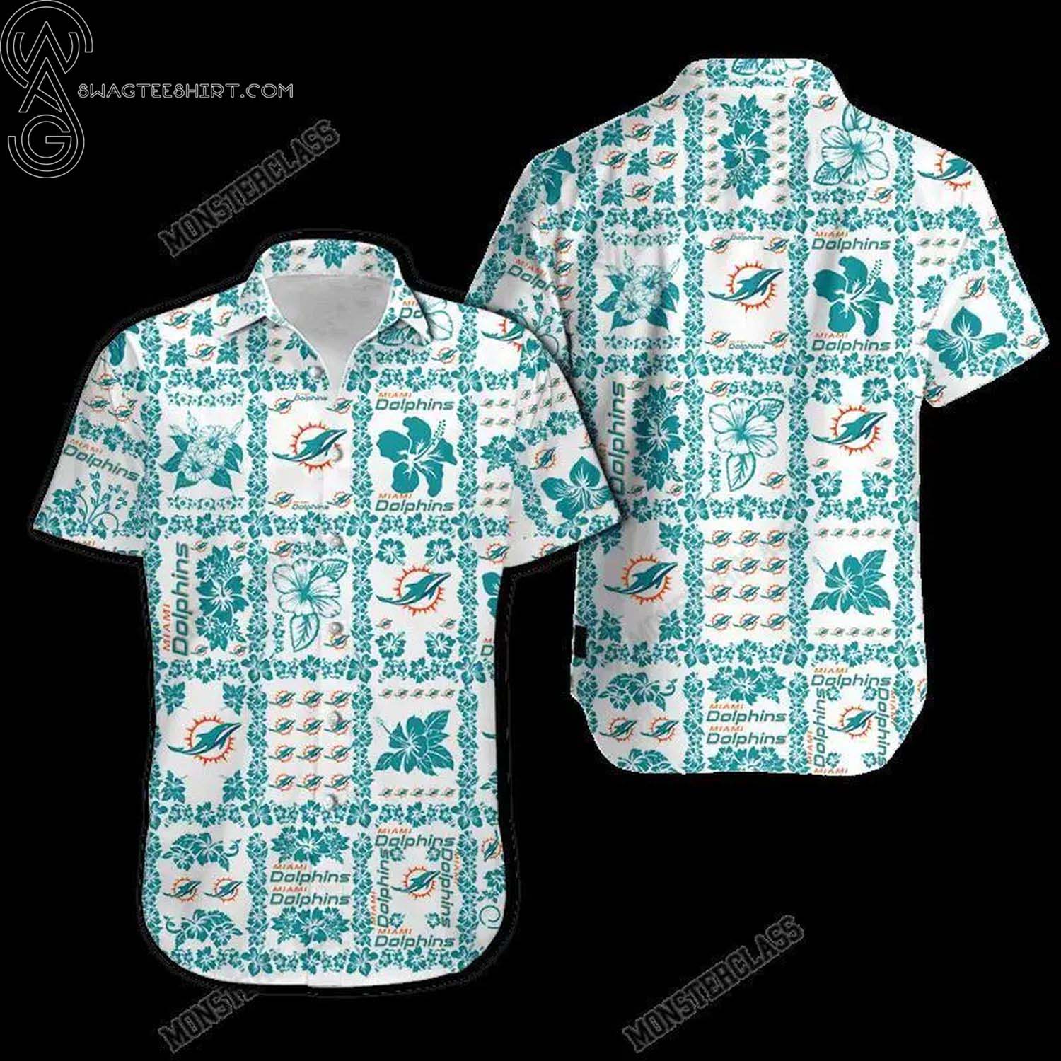 Miami Dolphins Hibiscus Flowers Summer Aloha Hawaiian Shirt