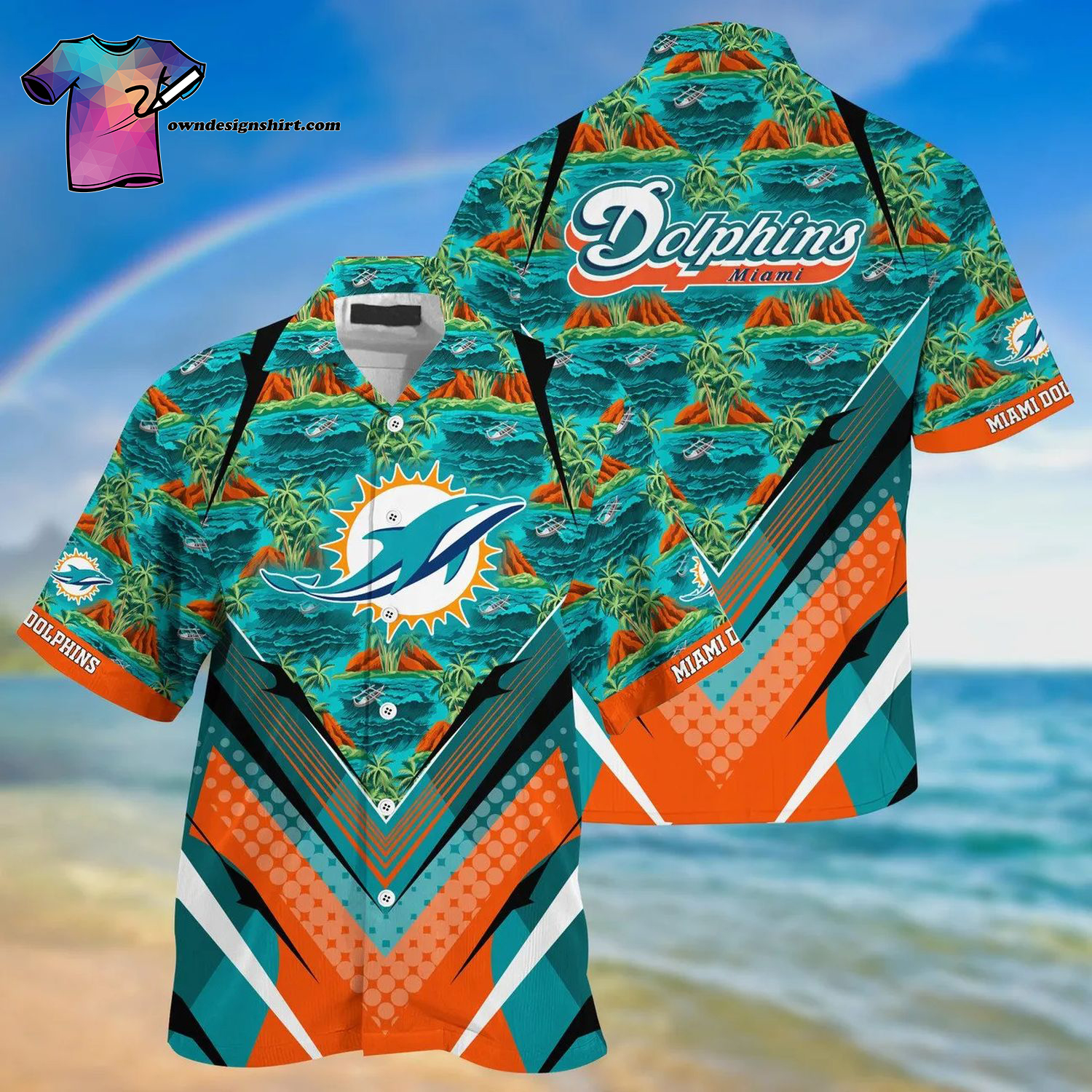 Miami Dolphins Skull Cracked Metal Summer Aloha Hawaiian Shirt