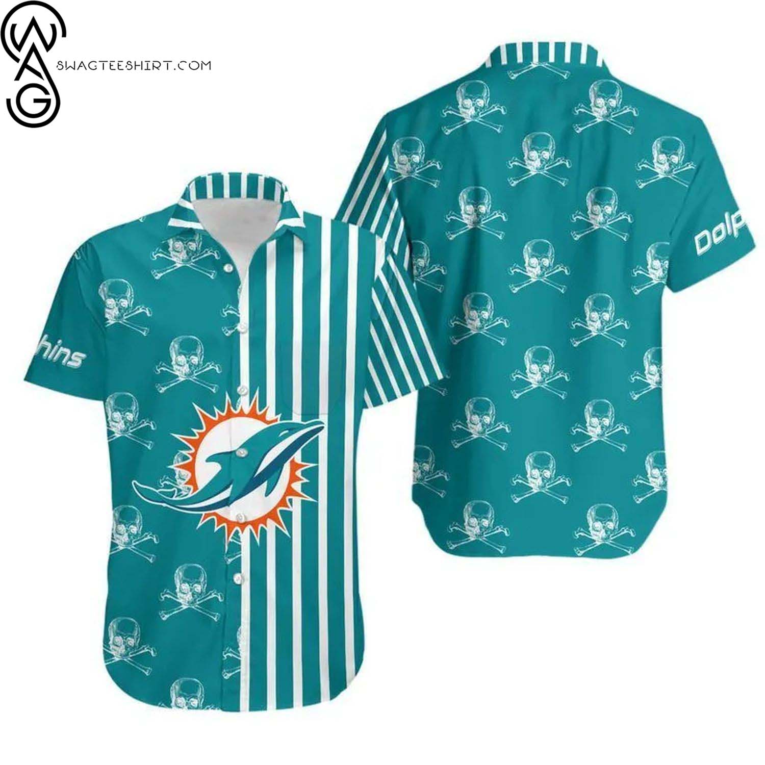 Miami Dolphins Sugar Skull Summer Aloha Hawaiian Shirt