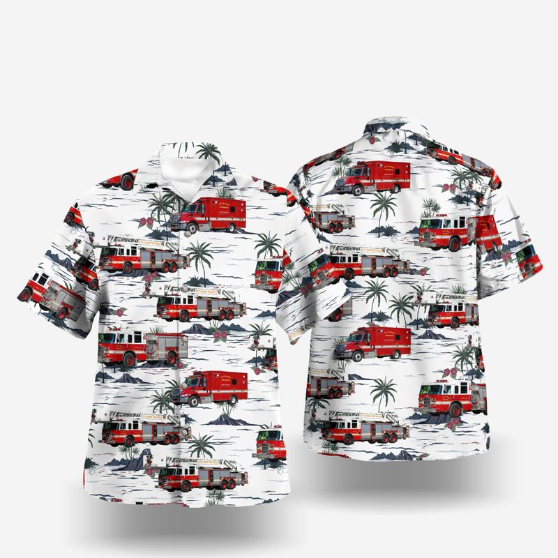 Miami Florida City of Miami Department Fire-Rescue Fireboat 15 Hawaiian Shirt