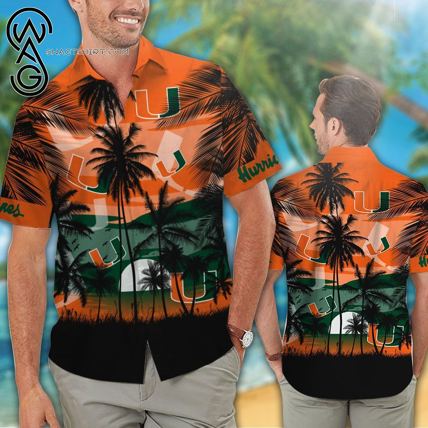 Miami Hurricanes Weed Leaf Summer Vacation Hawaiian Shirt