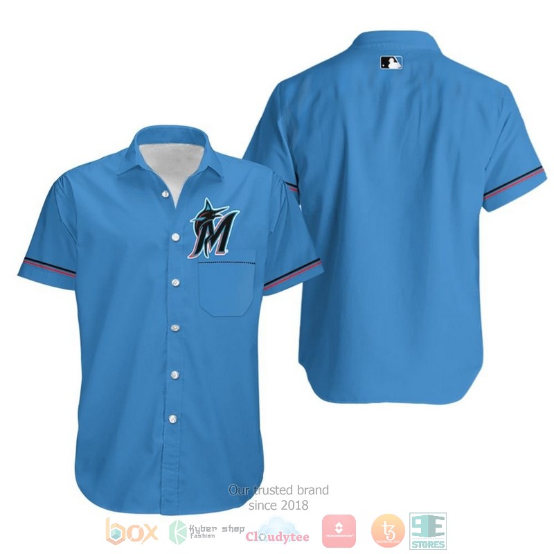 Miami Marlins Alternate 2019 Team Blue Thunder Hawaiian Shirt