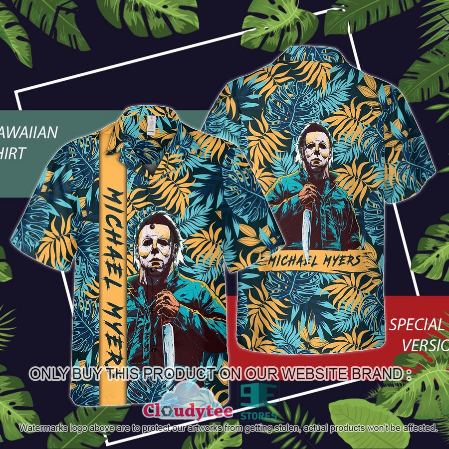 Micheal Myers Yellow Cyan Hawaiian Shirt