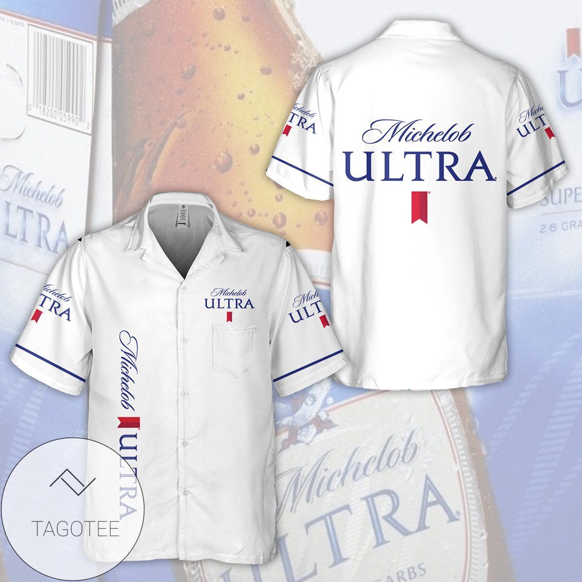 Michelob Ultra All Over Print 3D Hawaiian Shirt – White