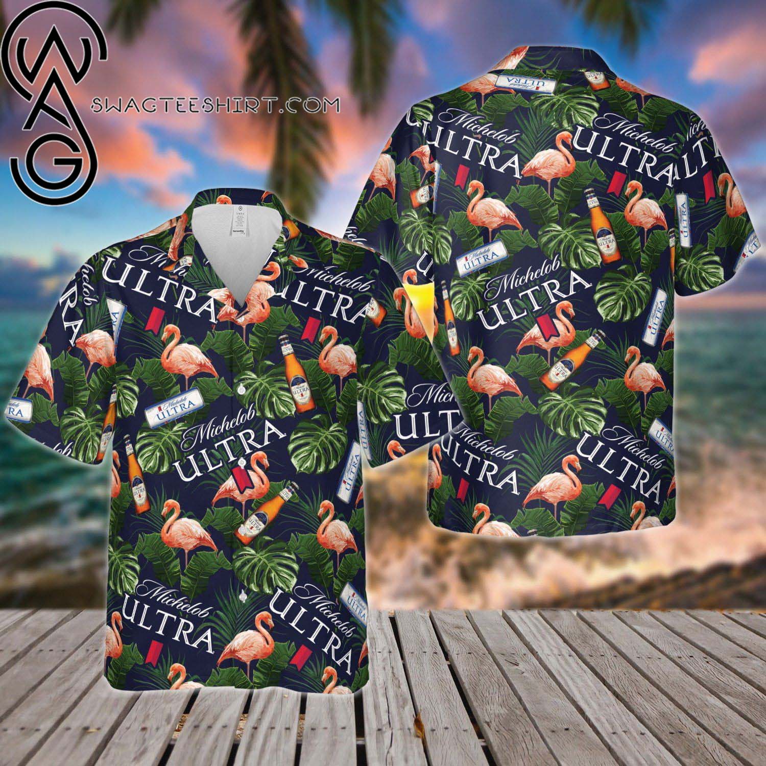 Michelob Ultra Palm Tree All Over Print Summer Vacation Hawaiian Shirt