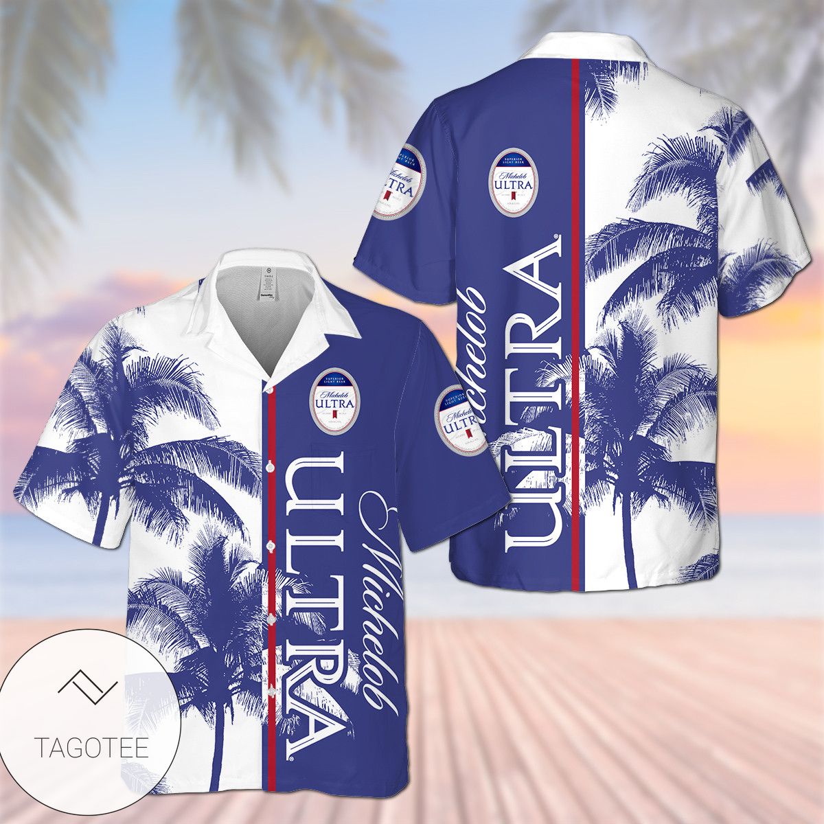 Michelob Ultra Pure Gold Tropical Leafs All Over Print 3D Hawaiian Shirt