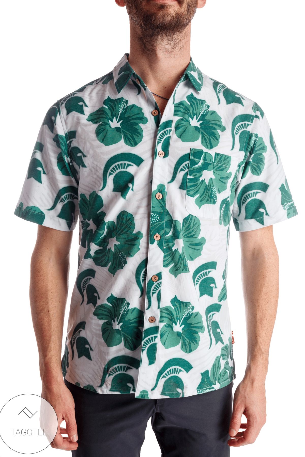 Michigan Sate Spartans Ncaa Palm Men’S Hawaiian Shirt