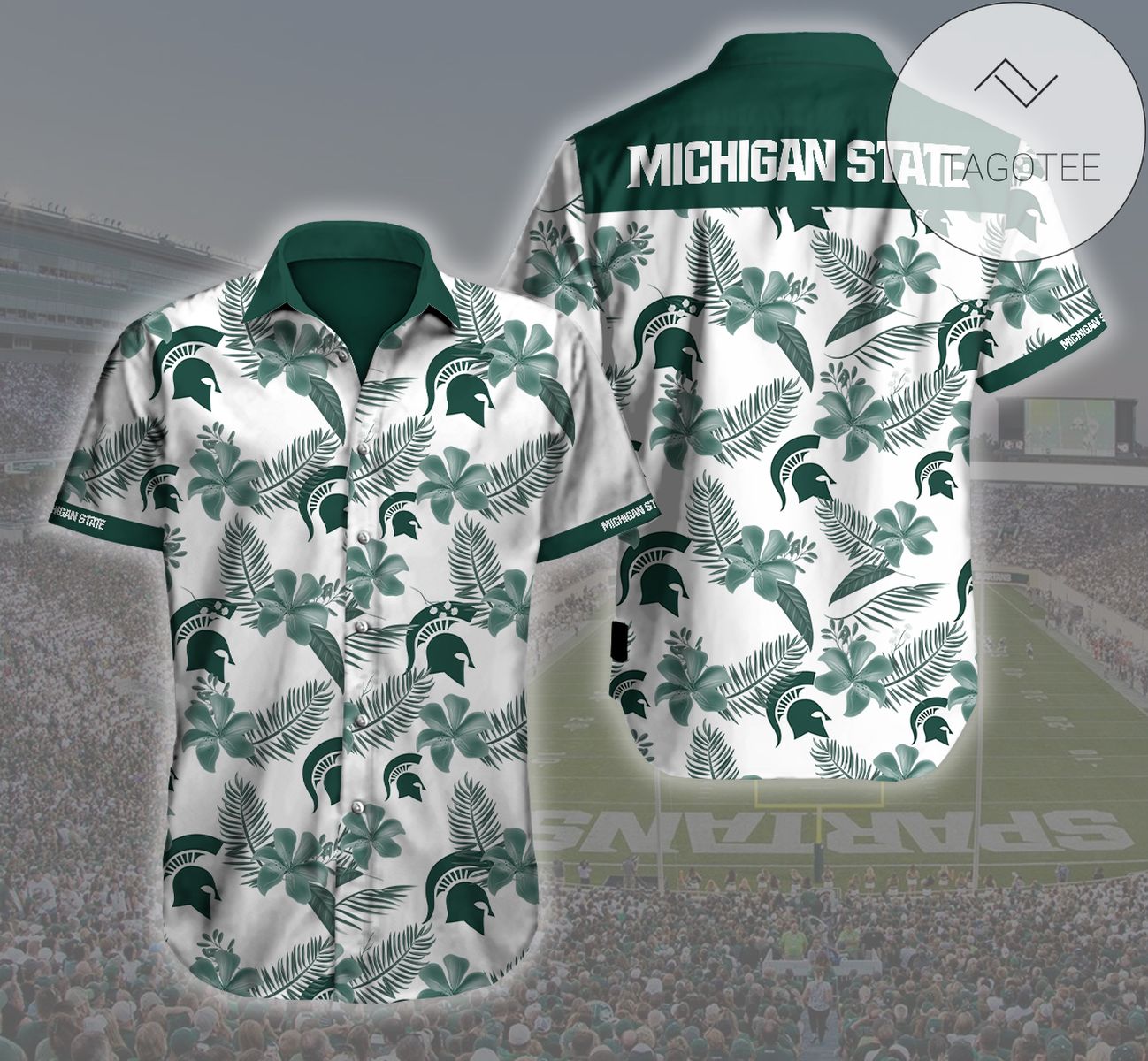 Michigan State Spartans Hibiscus Pattern Hawaiian Shirt