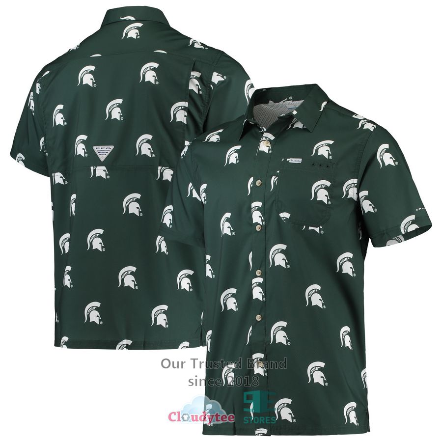 Michigan State Spartans Tommy Bahama Tropic Isles Camp White Hawaiian Shirt