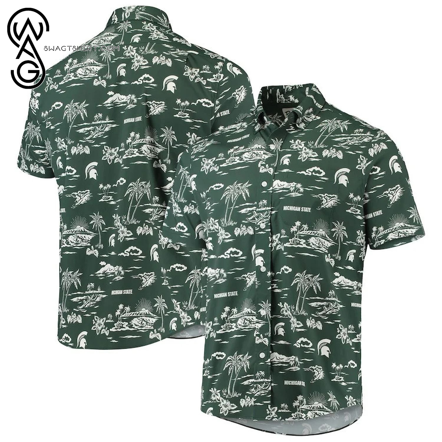 Michigan State Spartans Tropical Floral Aloha Hawaiian Shirt