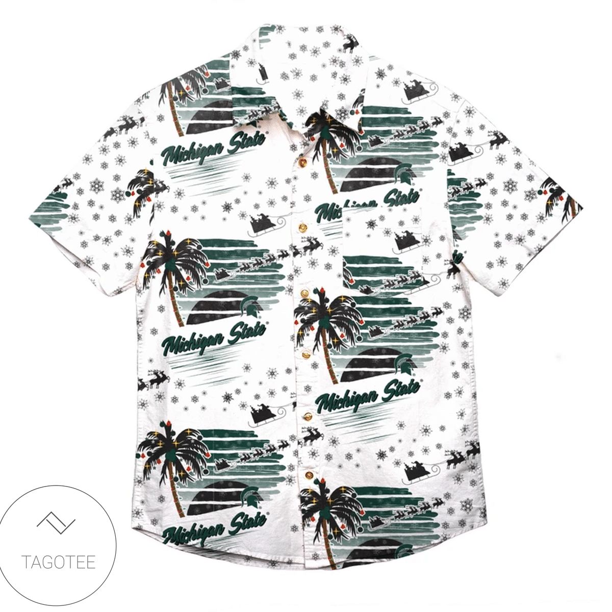 Michigan State Spartans Hibiscus Pattern Hawaiian Shirt