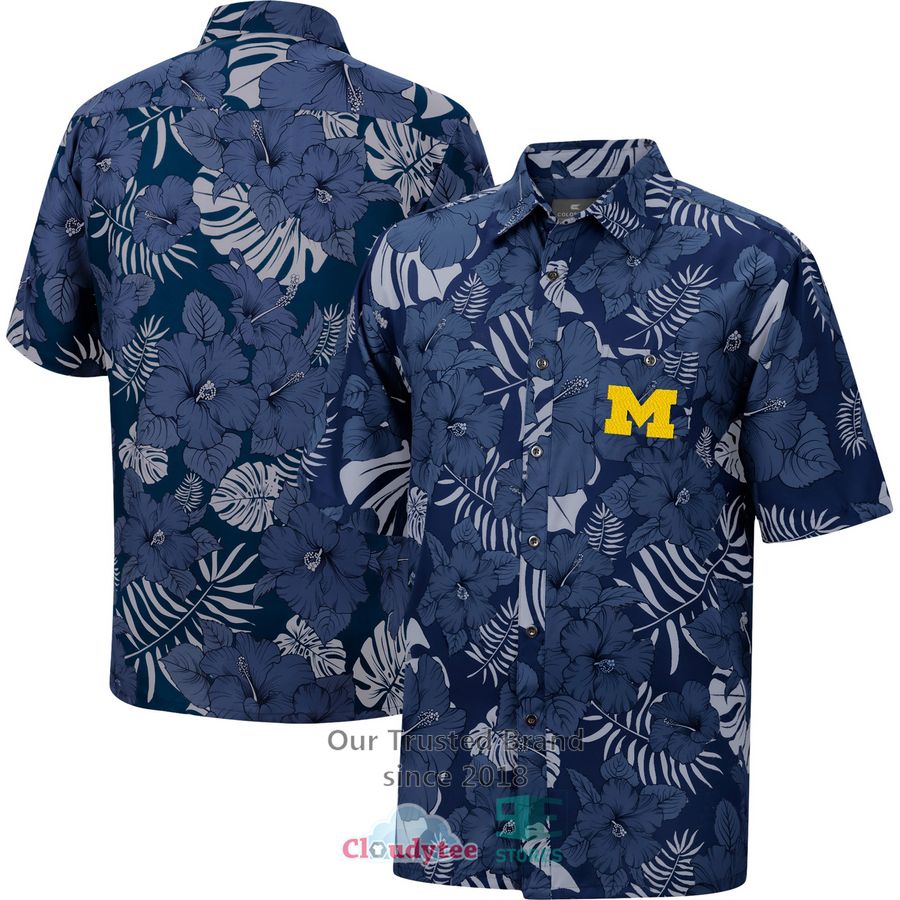 Michigan Wolverines Columbia black Hawaiian Shirt