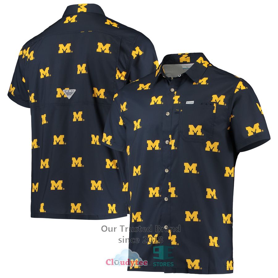 Michigan Wolverines Colosseum The Dude Camp Navy Hawaiian Shirt