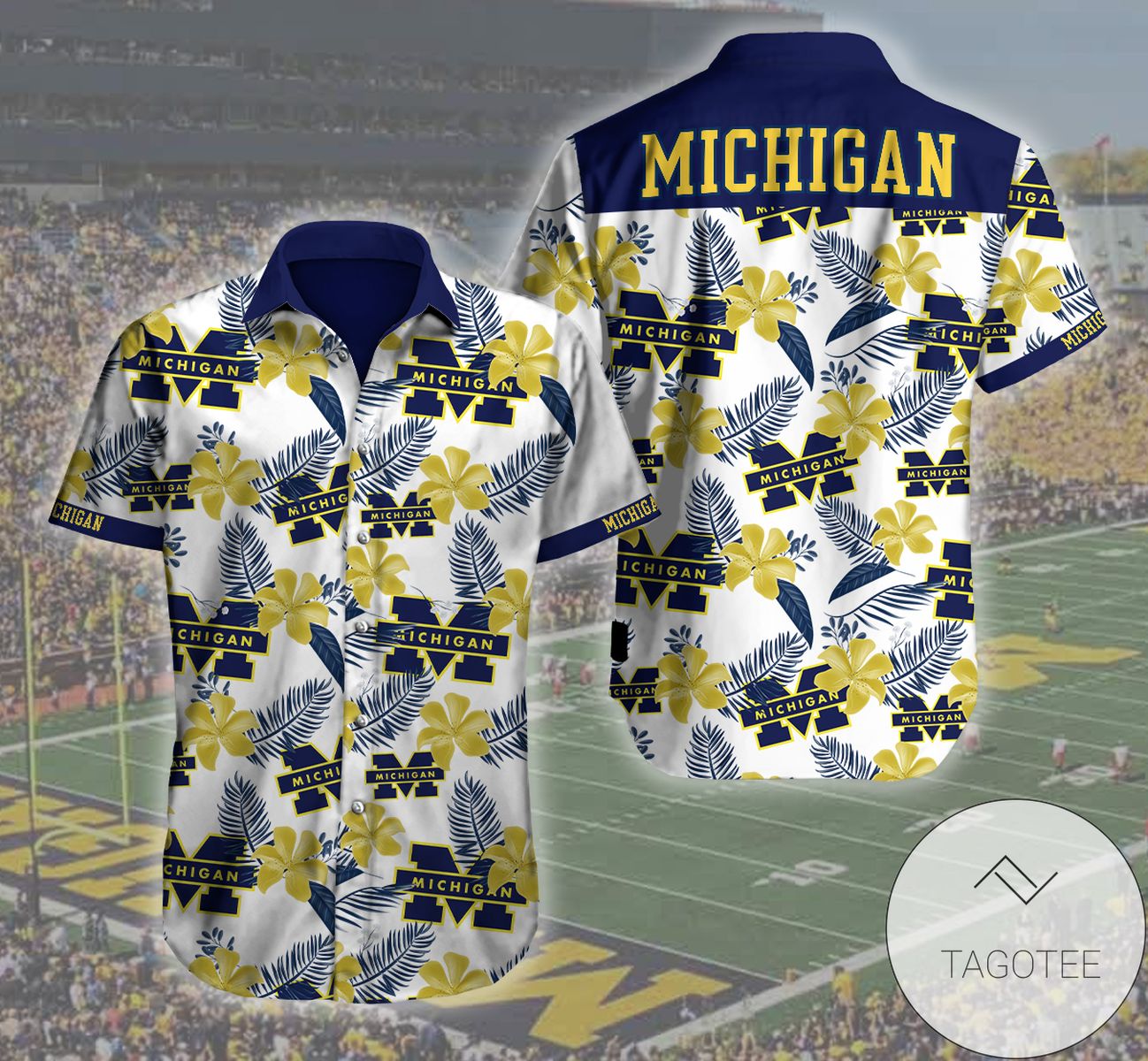 Michigan Wolverines Hawaiian Button Up Shirt