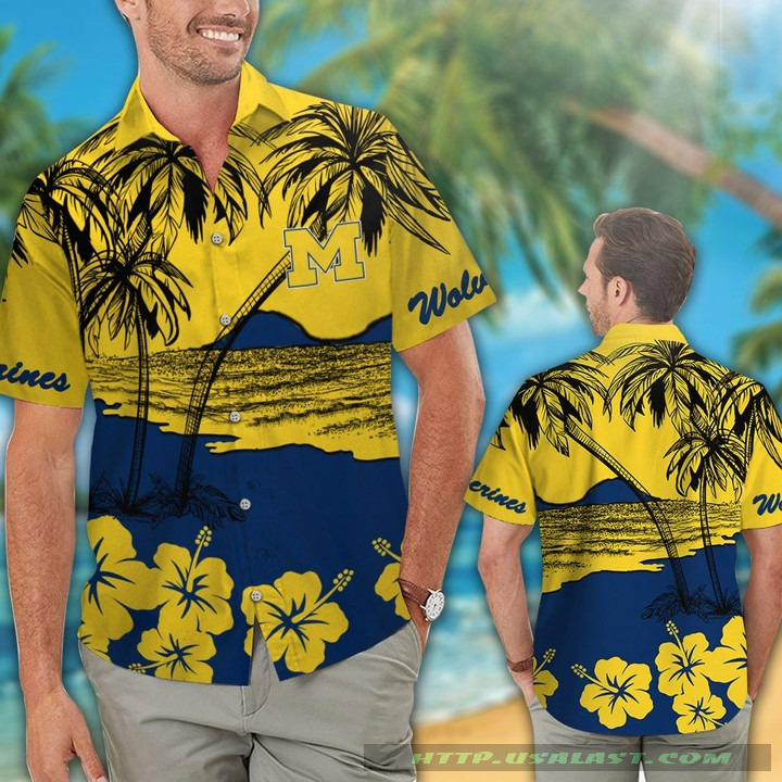 Michigan Wolverines Camouflage Vintage Hawaiian Shirt