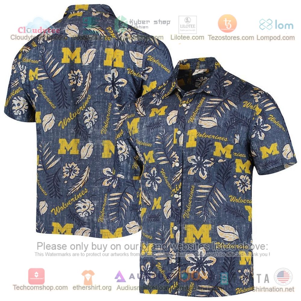 Michigan Wolverines Colosseum Make Like a Tree Camp Navy Hawaiian Shirt