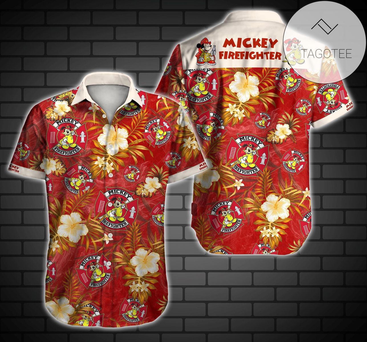 Mickey Firefighter Authentic Hawaiian Shirt 2022 Ver 2 Summer Button Up Shirt For Men Beach Wear Short Sleeve Authentic Hawaiian Shirt 2022