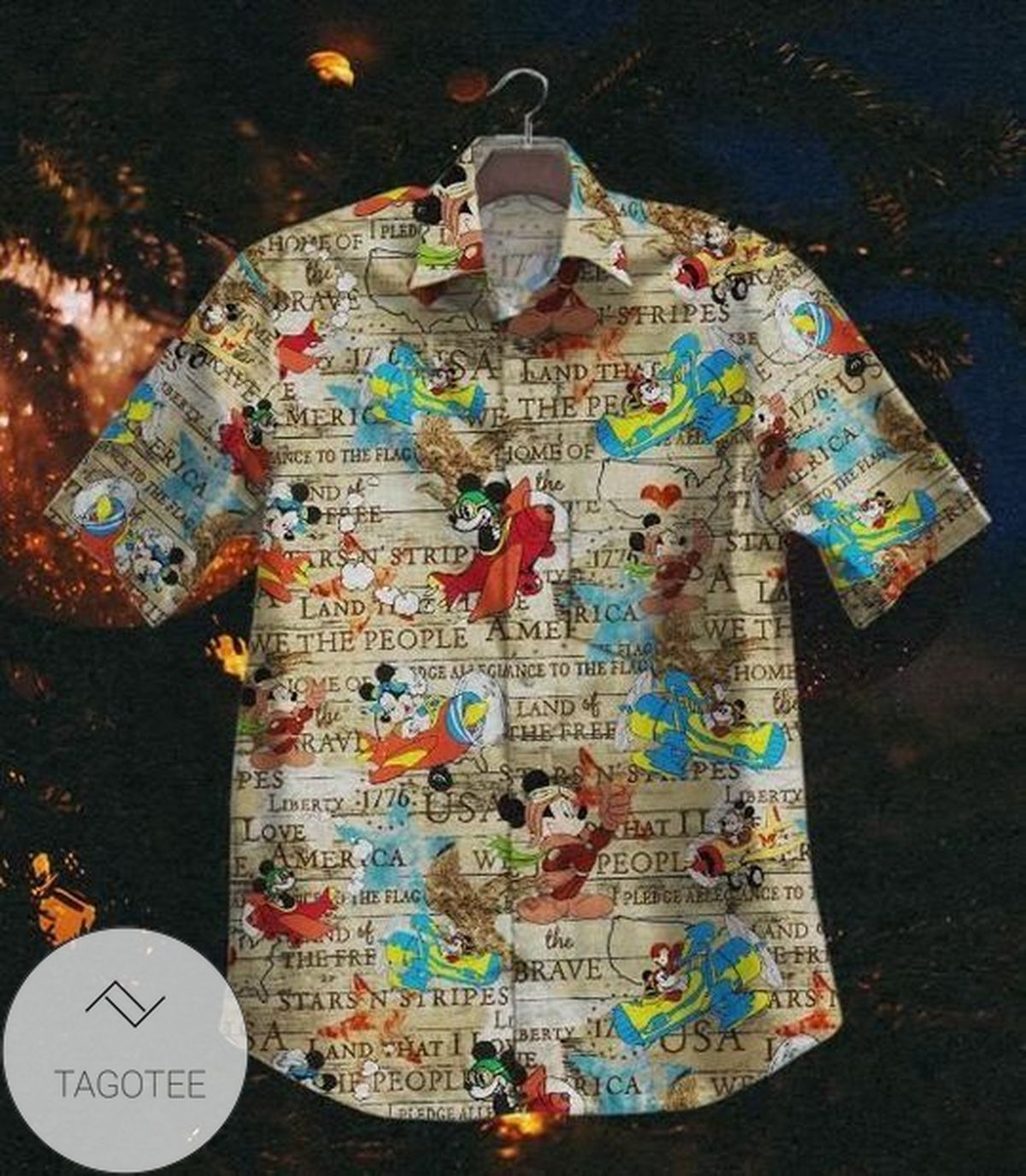 Mickey Hawaiian IV Graphic Print Short Sleeve Hawaiian Casual Shirt