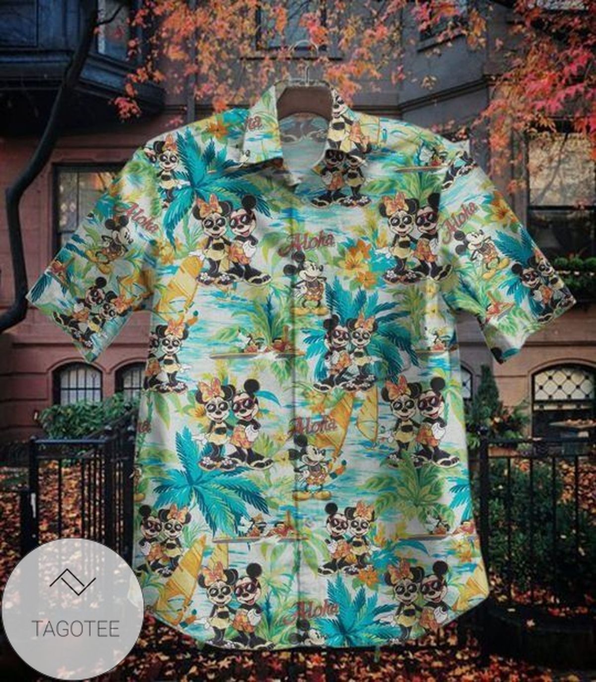 Mickey Hawaiian II Graphic Print Short Sleeve Hawaiian Casual Shirt