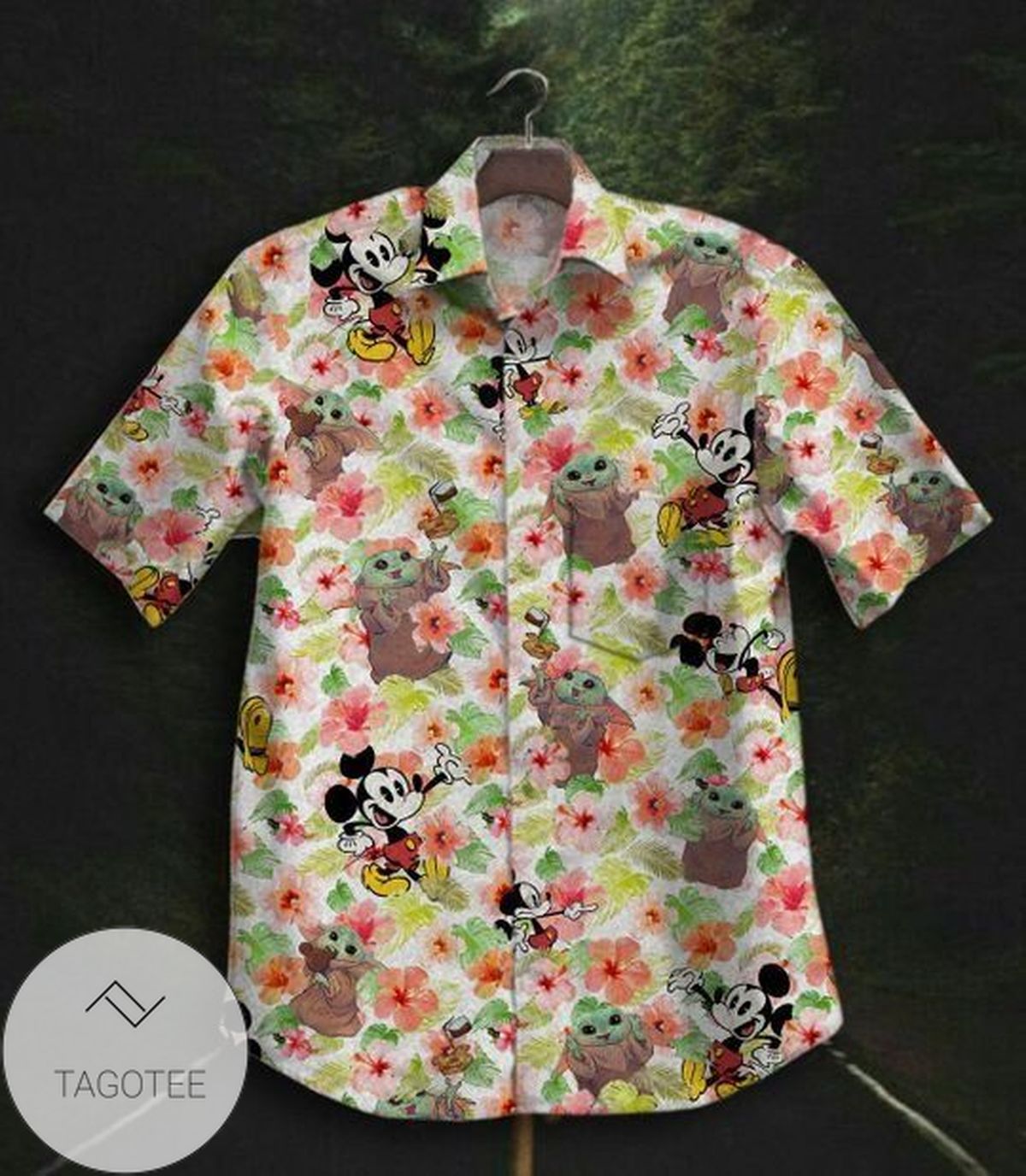 Mickey Hawaiian II Graphic Print Short Sleeve Hawaiian Casual Shirt