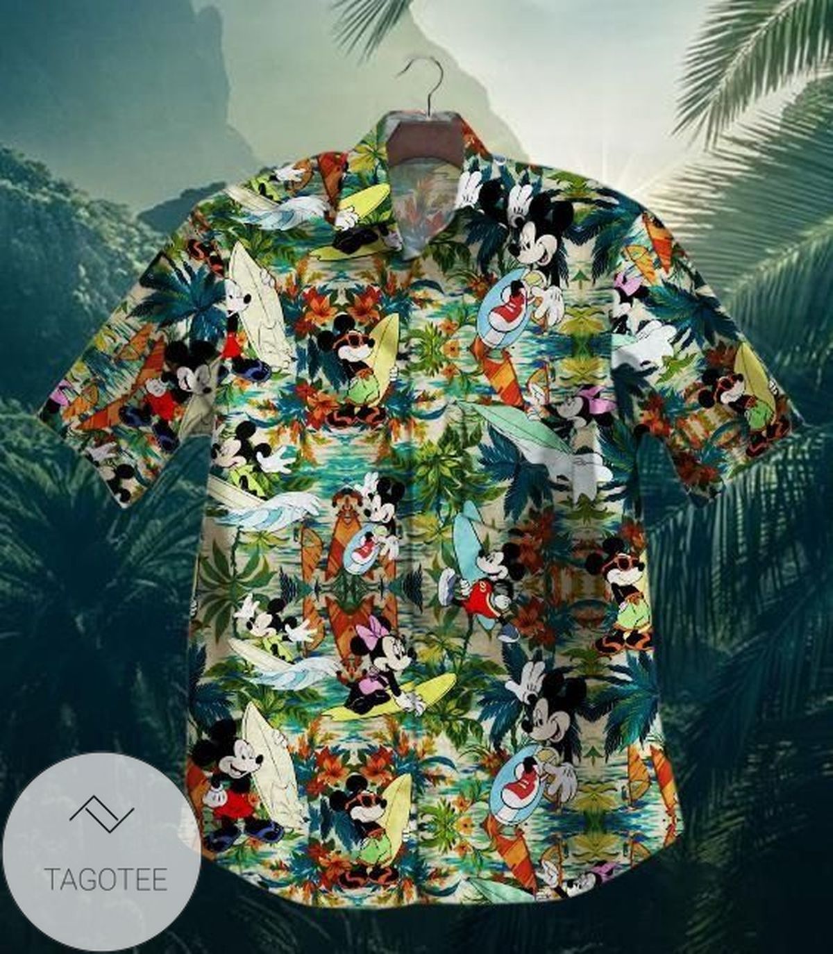 Mickey Hawaiian IV Graphic Print Short Sleeve Hawaiian Casual Shirt