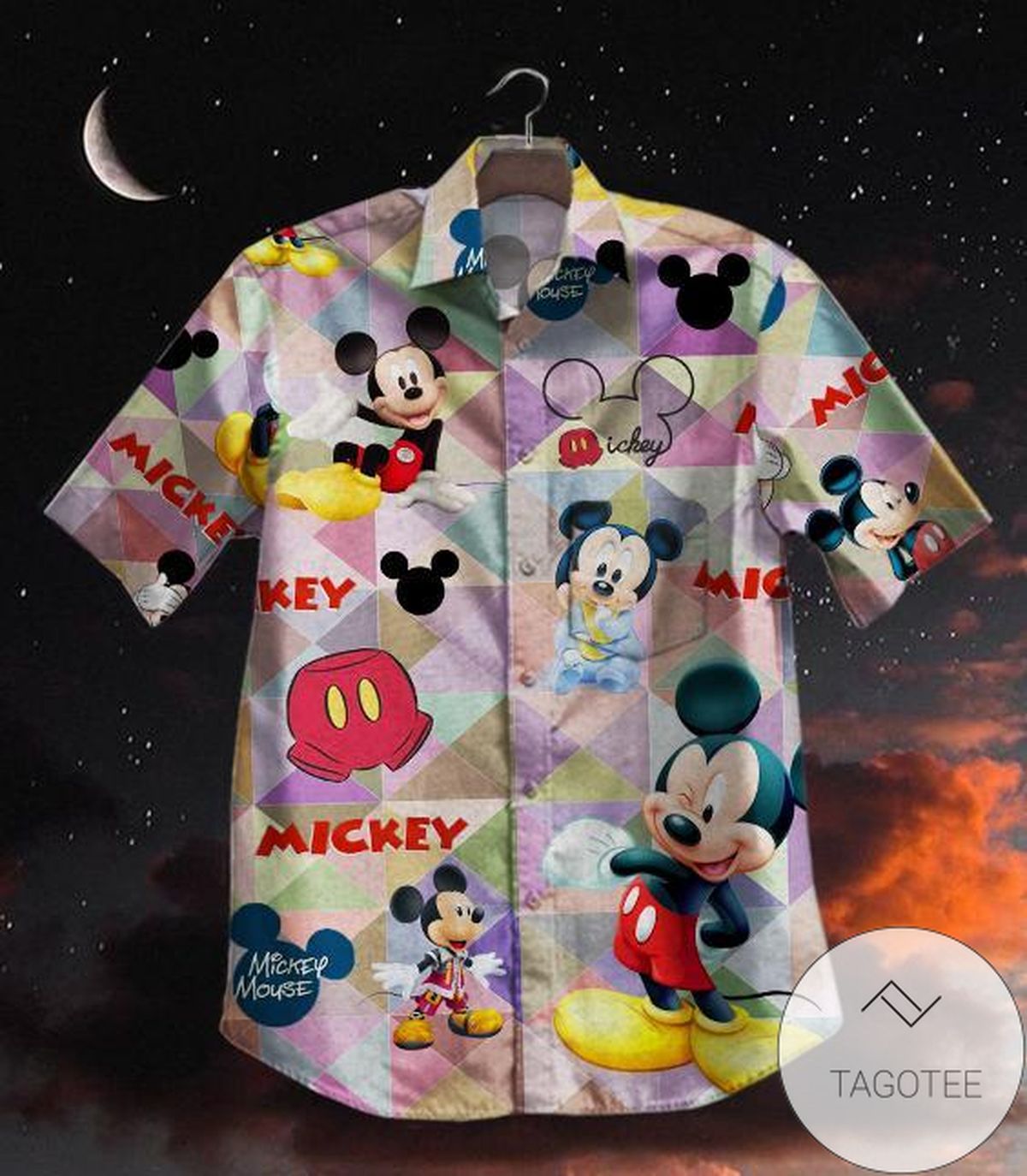 Mickey Hawaiian IX Graphic Print Short Sleeve Hawaiian Casual Shirt