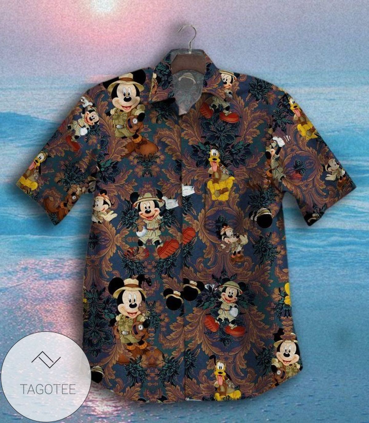 Mickey Hawaiian IX Graphic Print Short Sleeve Hawaiian Casual Shirt