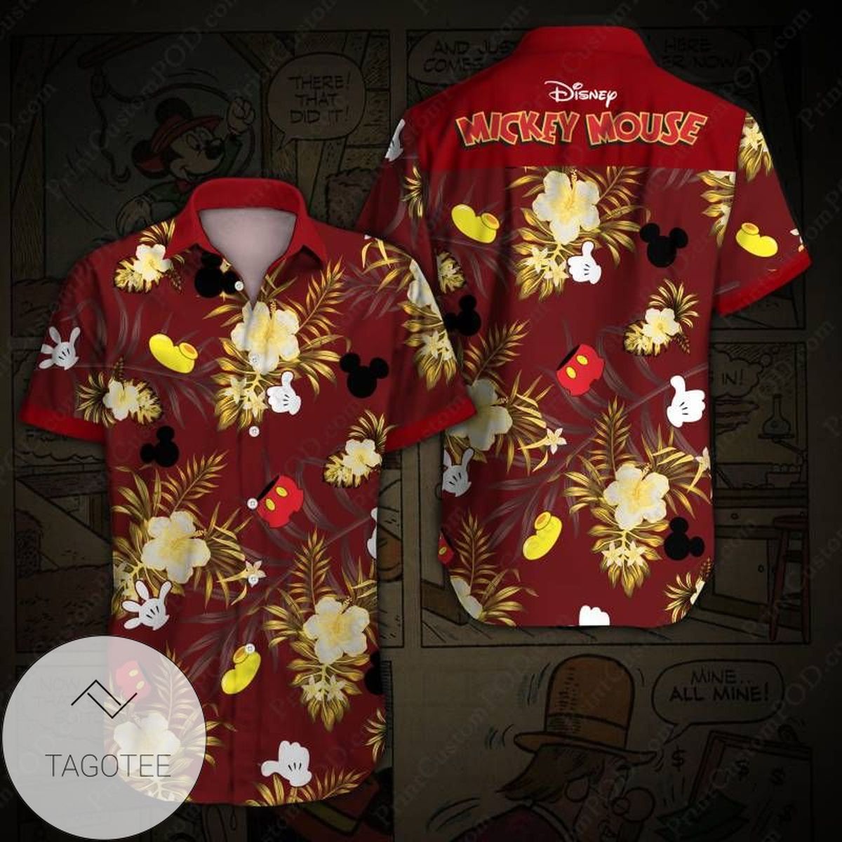 Mickey Hawaiian XIV Graphic Print Short Sleeve Hawaiian Casual Shirt