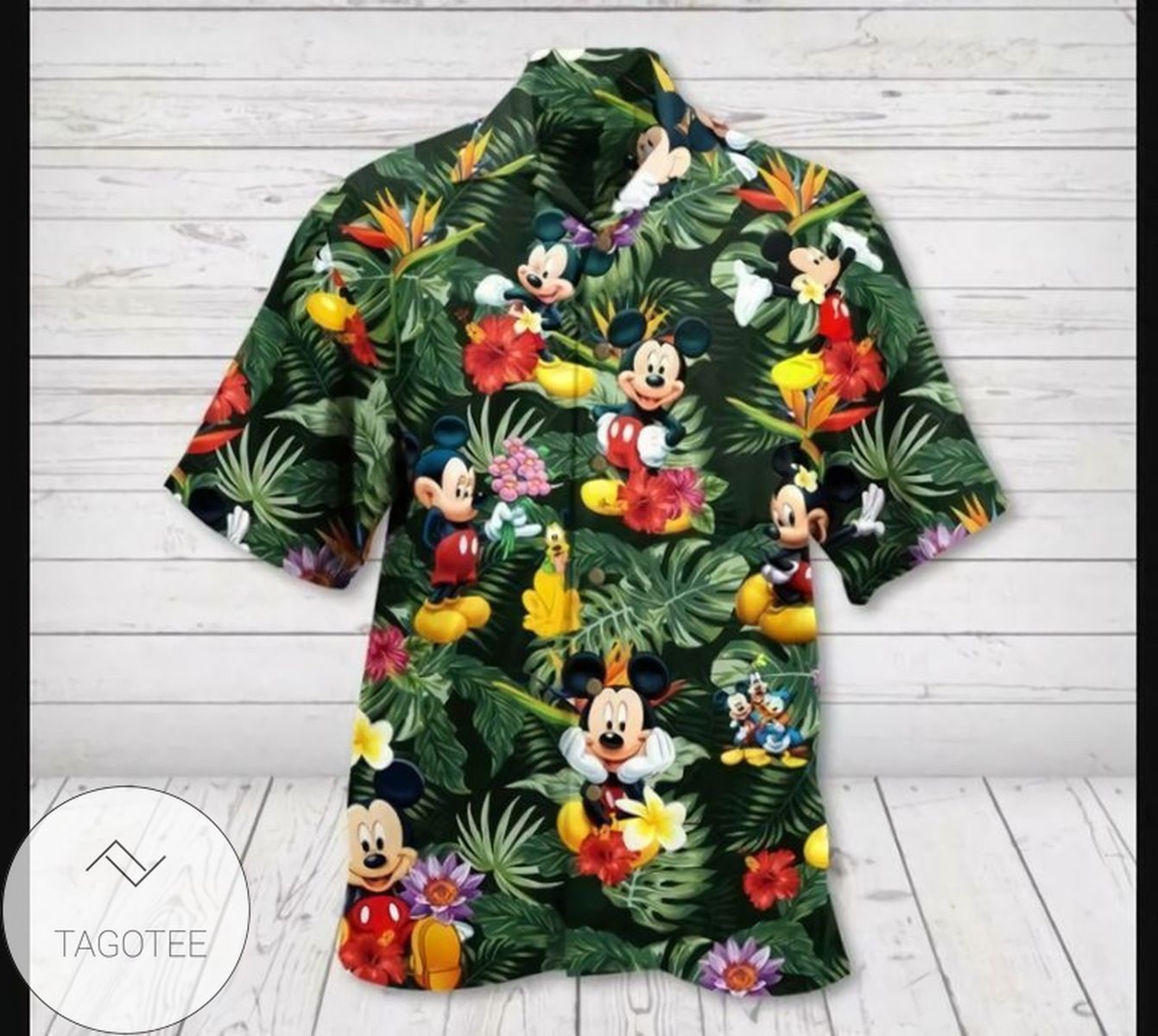 Mickey Hawaiian XIII Graphic Print Short Sleeve Hawaiian Casual Shirt