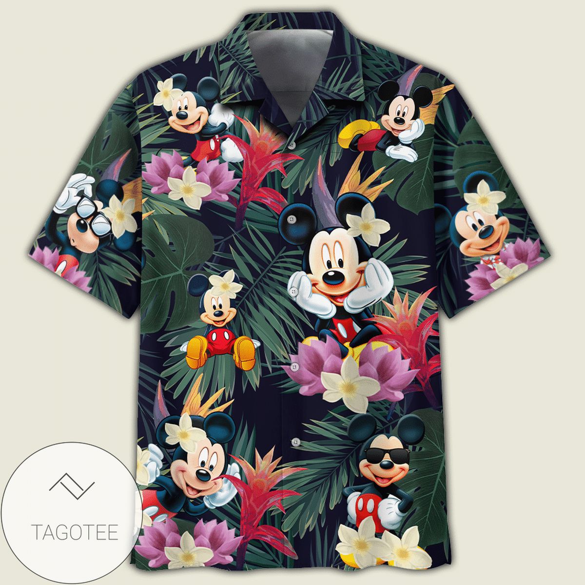 Mickey Mouse Firefighter Hawaiian Graphic Print Short Sleeve Hawaiian Casual Shirt