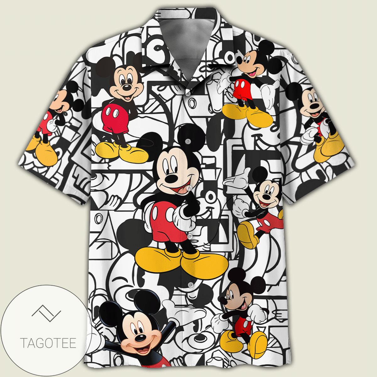 Mickey Hawaiian X Graphic Print Short Sleeve Hawaiian Casual Shirt