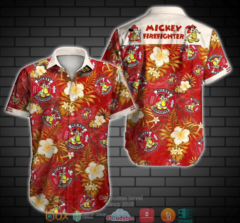 Mickey Mouse Firefighter Short Sleeve Hawaiian Shirt