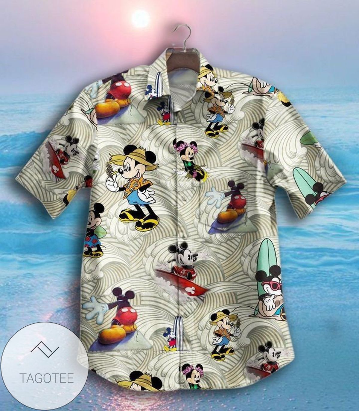 Mickey Mouse Hawaiian IV Graphic Print Short Sleeve Hawaiian Casual Shirt