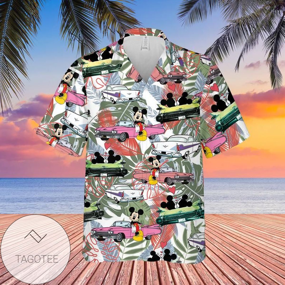 Mickey Mouse Hawaiian VIII Graphic Print Short Sleeve Hawaiian Casual Shirt