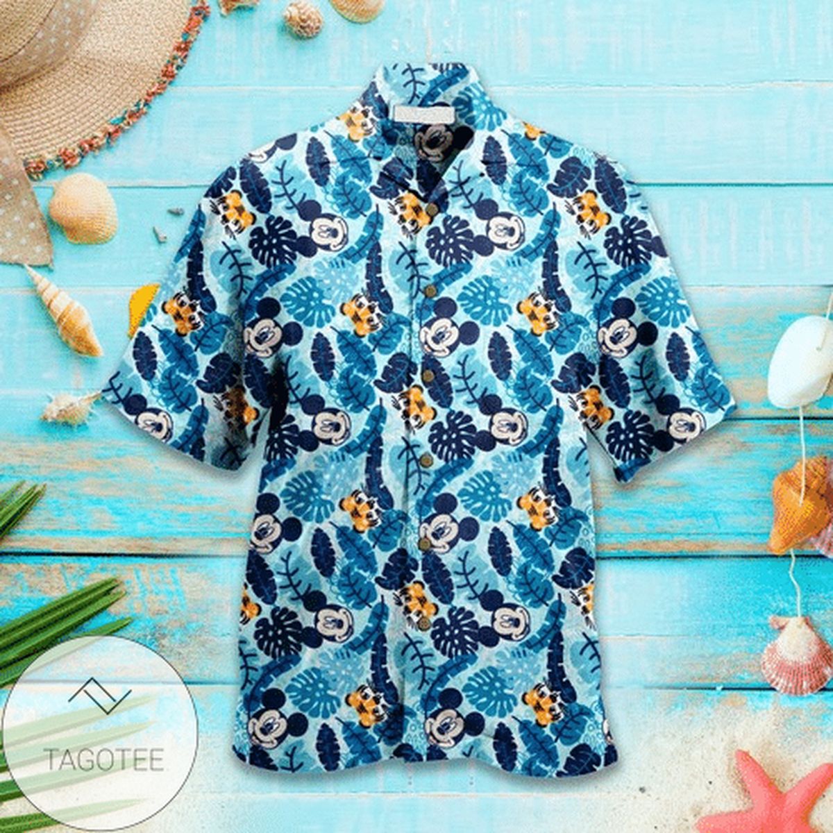 Mickey Mouse Hawaiian II Graphic Print Short Sleeve Hawaiian Casual Shirt