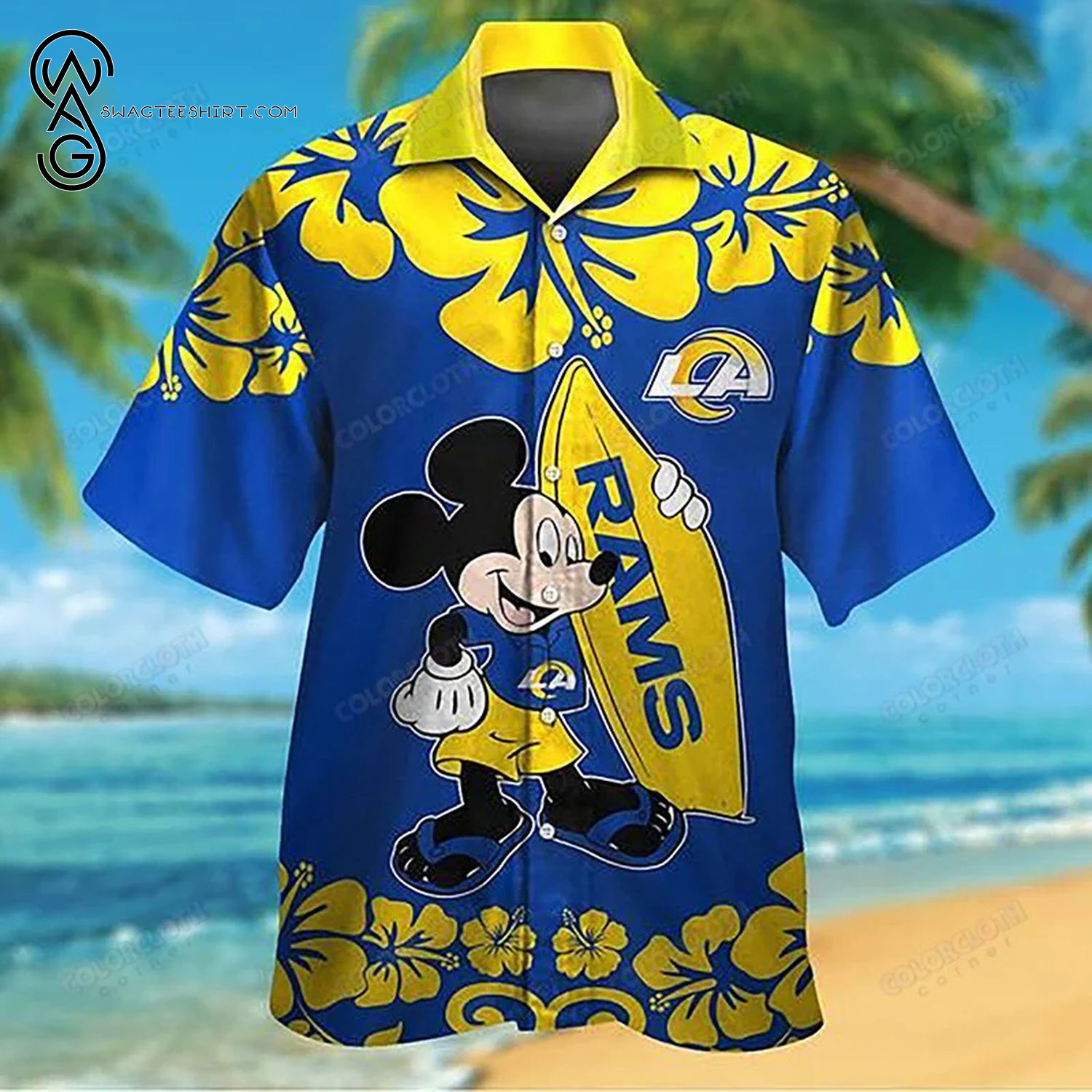 Mickey Mouse Floral Tropical Full Printing Summer Hawaiian Shirt