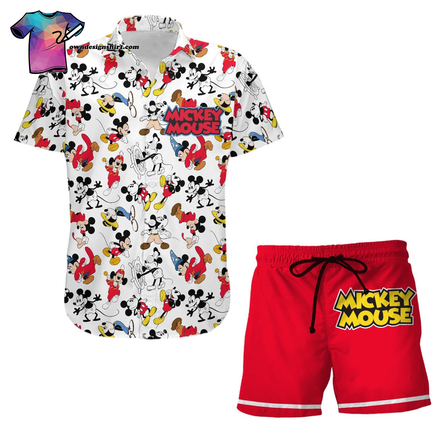 Mickey Mouse Surfing Cartoon Graphic Summer Hawaiian Shirt