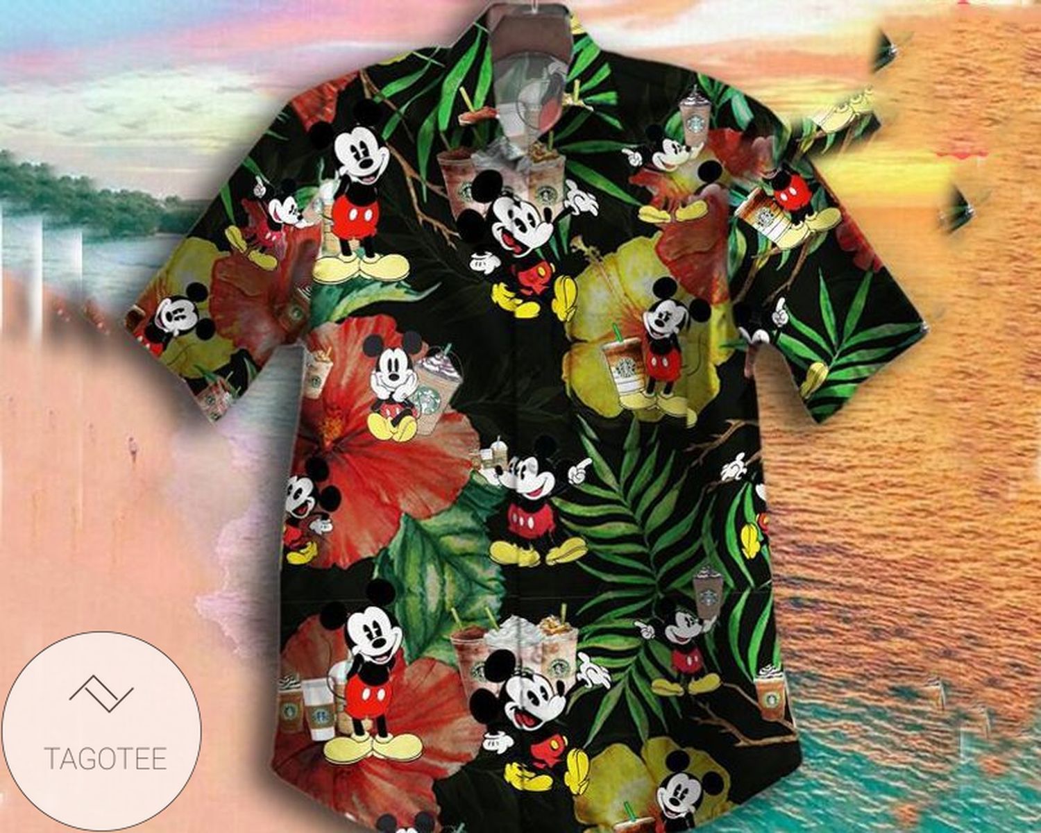 Mickey x Donald Duck Hawaiian Graphic Print Short Sleeve Hawaiian Casual Shirt