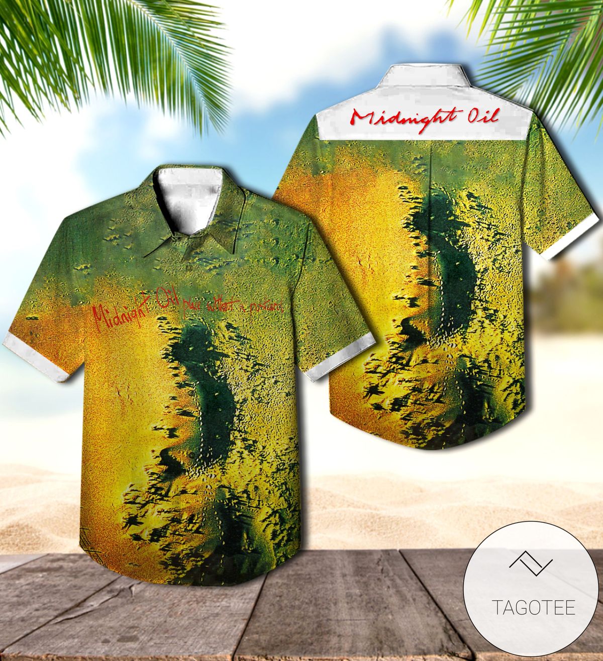 Midnight Oil Hawaiian Graphic Print Short Sleeve Hawaiian Casual Shirt