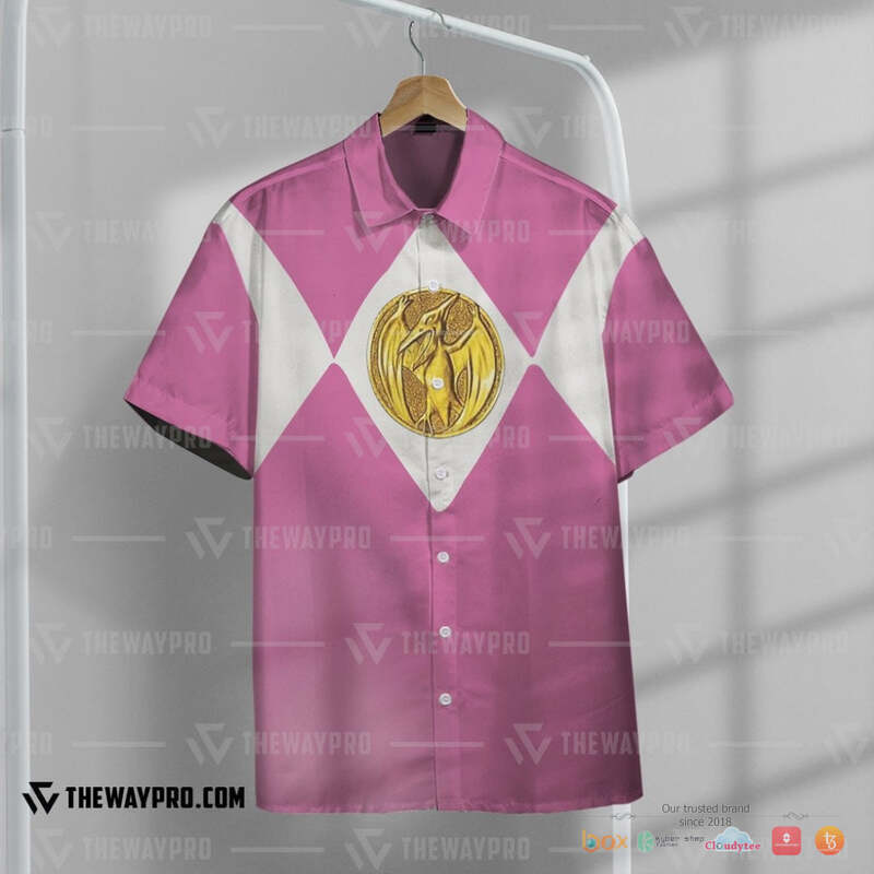 Mighty Morphin Power Rangers Pink white Ranger Hawaiian shirt