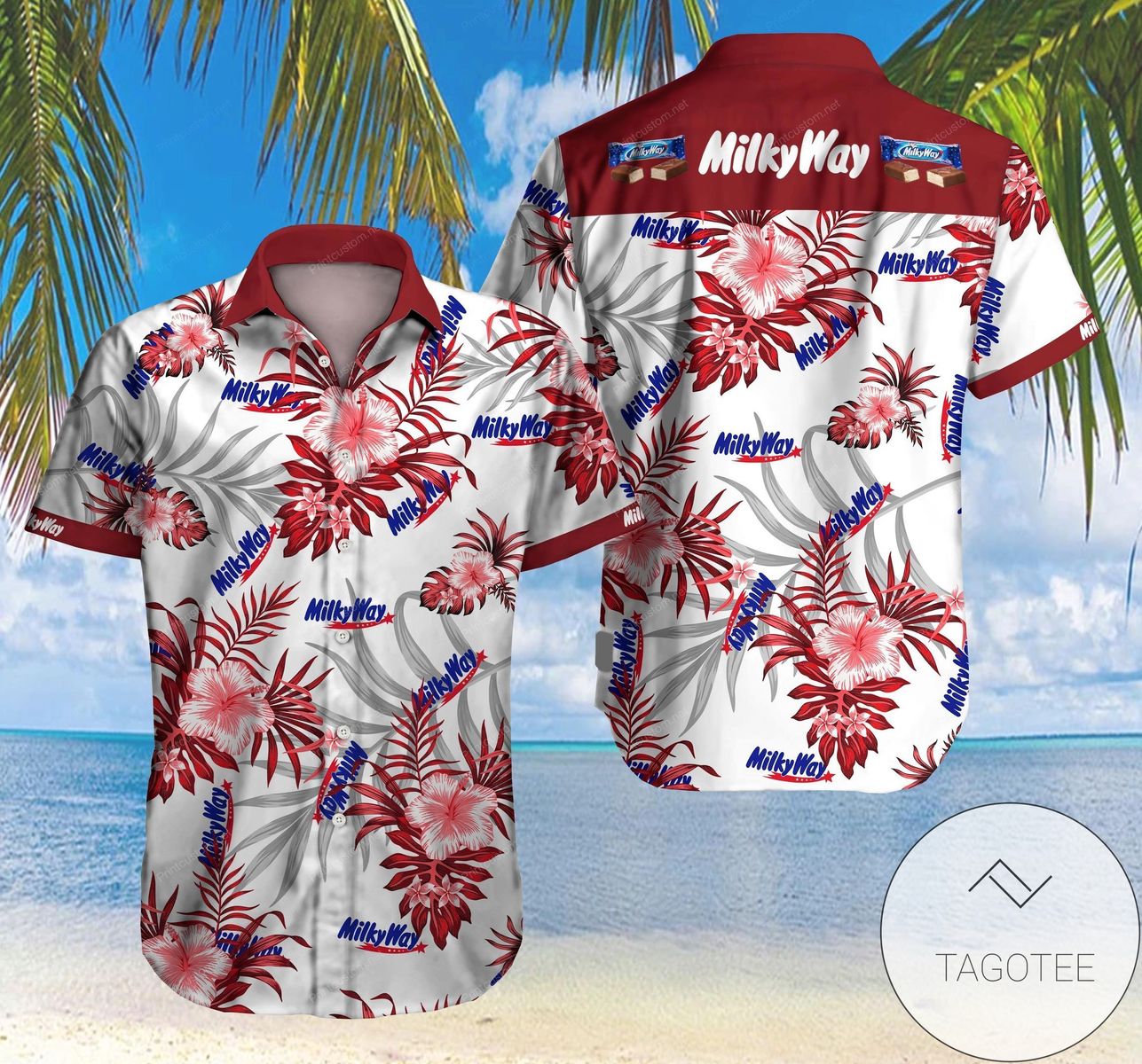 Milky Way Hawaiian Graphic Print Short Sleeve Hawaiian Casual Shirt