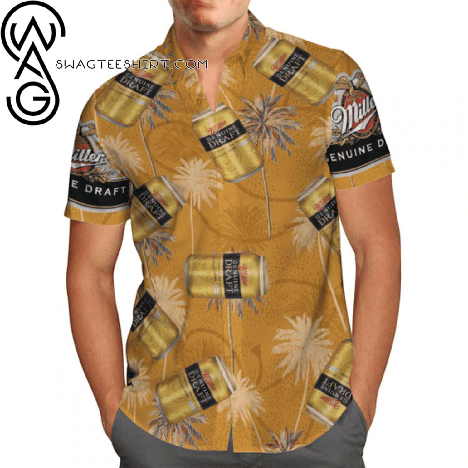 Miller High Life All Over Print Summer Combo Hawaiian Shirt And Beach Shorts