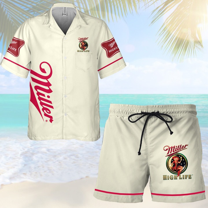 Miller High Life Hibiscus Custom Hawaiian Shirt